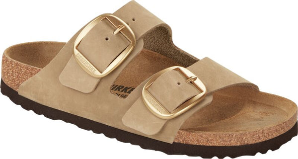 Birkenstock-Arizona Big Buckle Nubuck Sandcastle - Shoemates Footwear