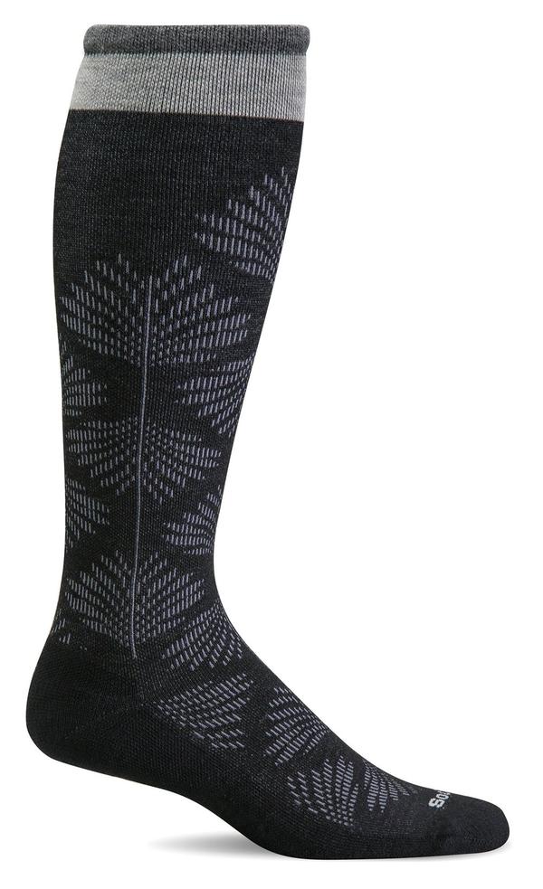 Sockwell - Women&#39;s Full Floral Wide Calf Black and Charcoal Compression