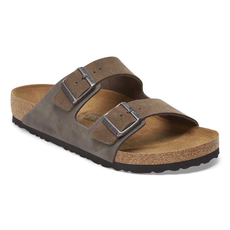 Birkenstock-Arizona Concrete Grey Suede and Leather