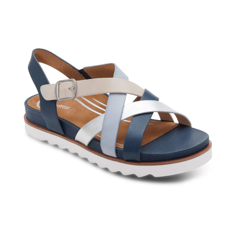 Aetrex Carmen Cross Band Adjustable Sandal Navy