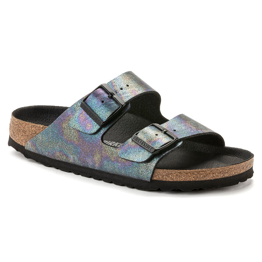 Birkenstock- Arizona Vegan Iridescent Black Narrow Fit