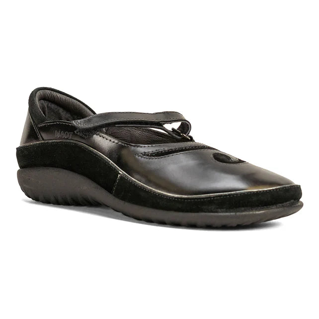 Naot Matai Black Leather Black Suede Combo